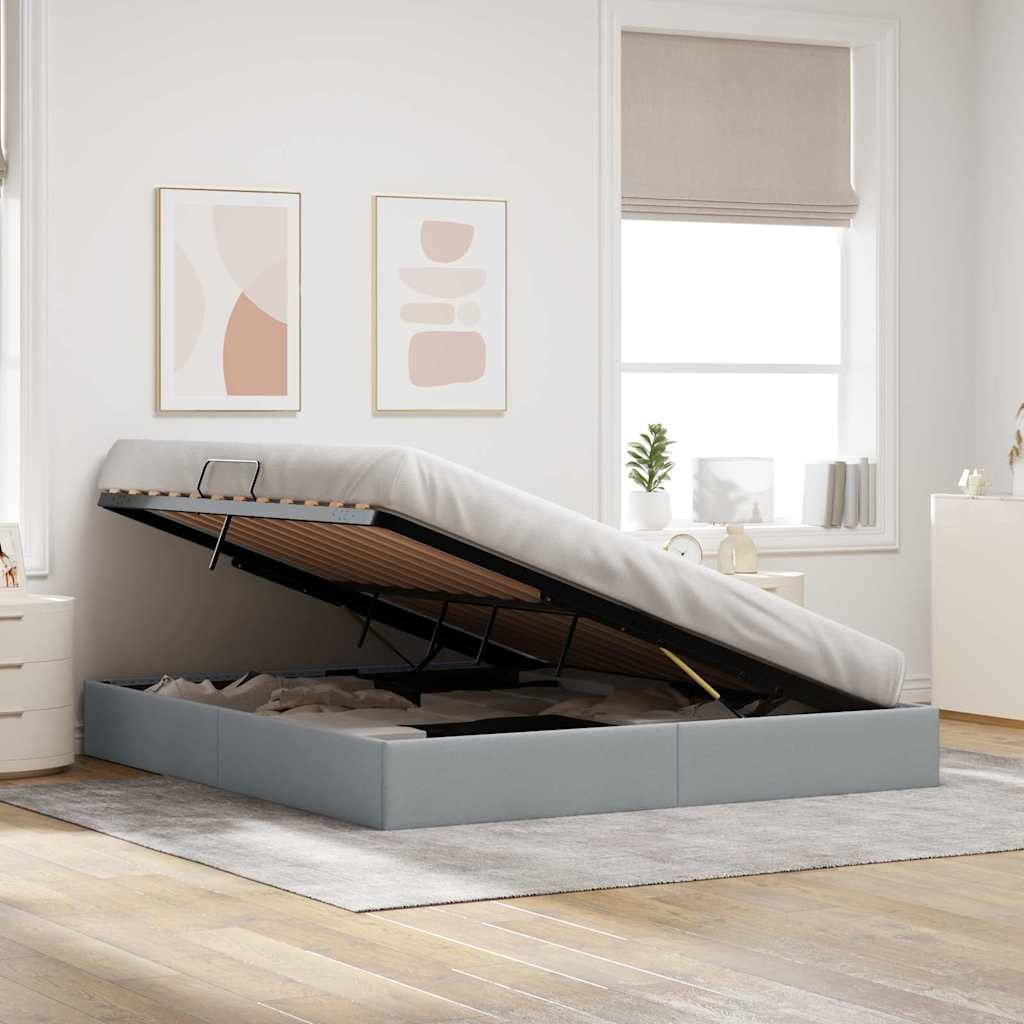 Storage Bed with Headboard Light Grey 180 x 200 cm Fabric