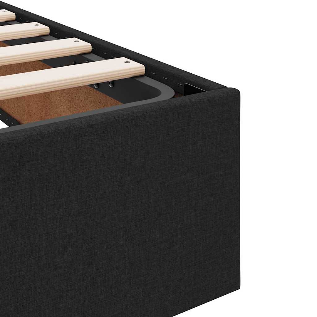 Storage Bed with Headboard Black 180 x 200 cm Fabric