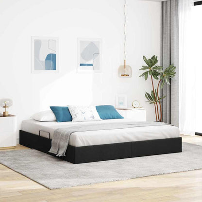 Storage Bed with Headboard Black 180 x 200 cm Fabric