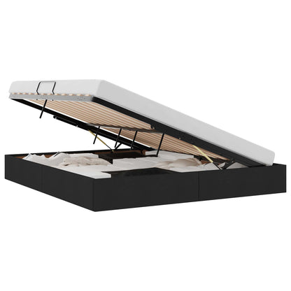 Storage Bed with Headboard Black 180 x 200 cm Fabric