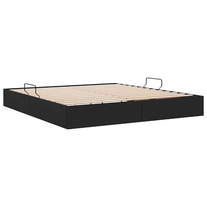 Storage Bed with Headboard Black 180 x 200 cm Fabric