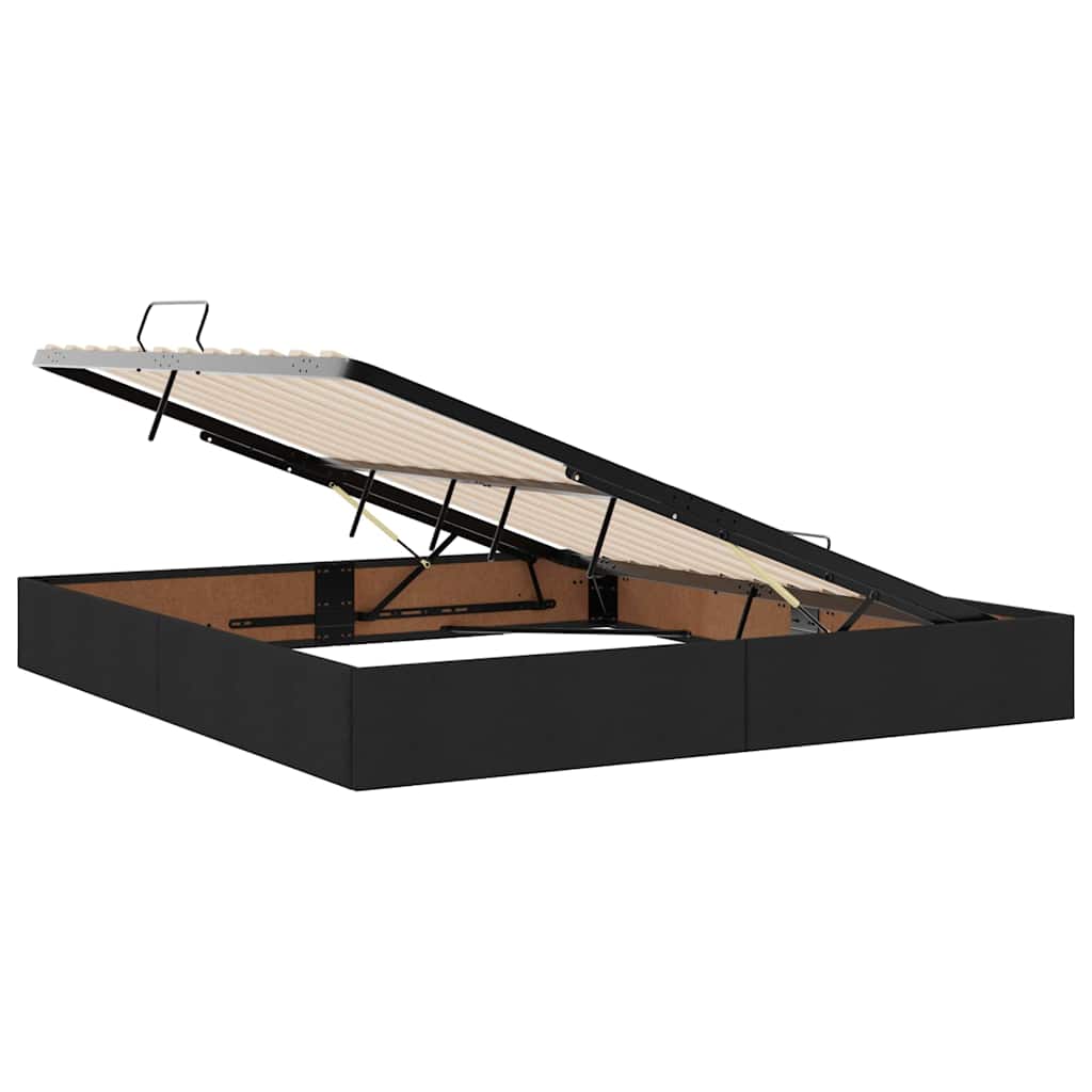 Storage Bed with Headboard Black 180 x 200 cm Fabric