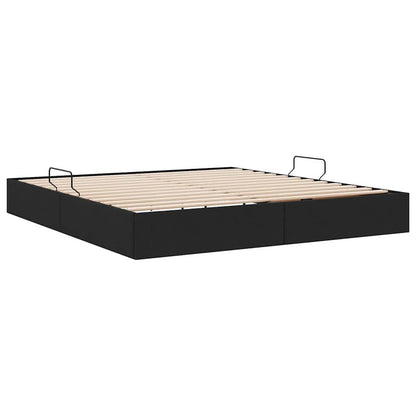 Storage Bed with Headboard Black 180 x 200 cm Fabric
