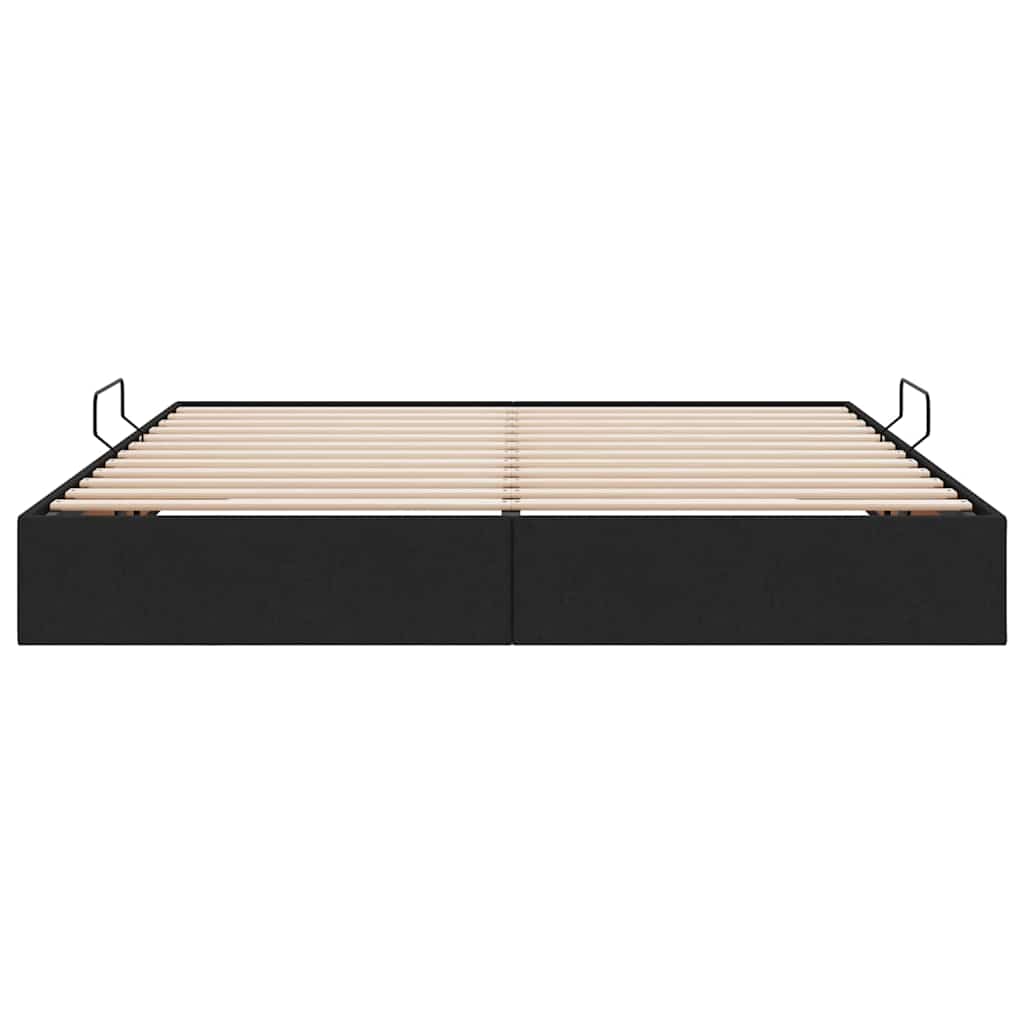 Storage Bed with Headboard Black 180 x 200 cm Fabric