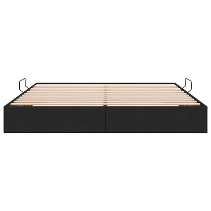 Storage Bed with Headboard Black 180 x 200 cm Fabric