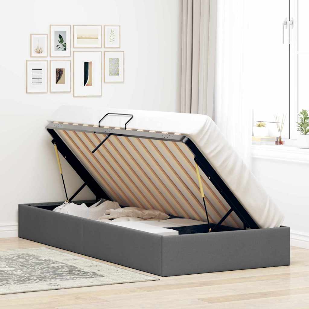 Storage Bed with Storage Dark Grey 100 x 190 cm Fabric