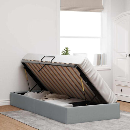 Storage Bed with Mattress Light Grey 203 x 100 cm Fabric