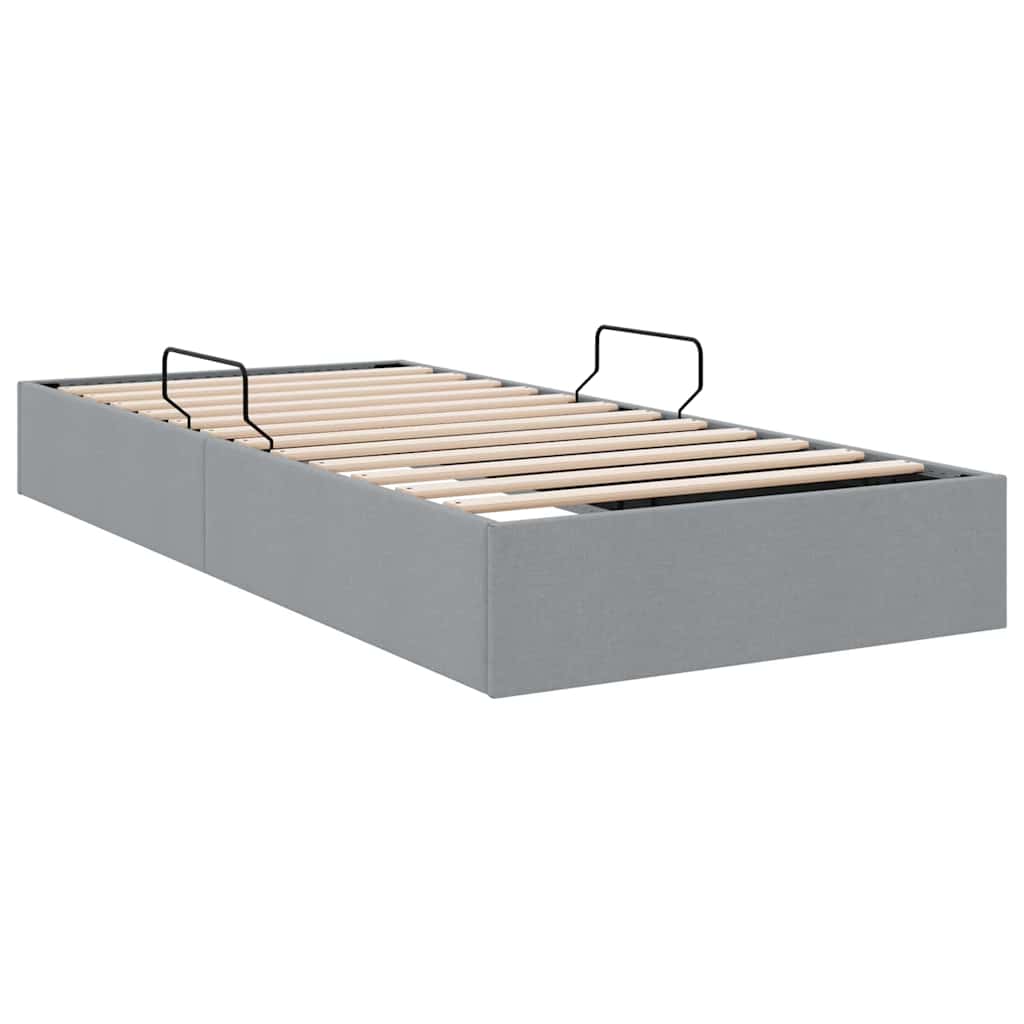 Storage Bed with Mattress Light Grey 203 x 100 cm Fabric