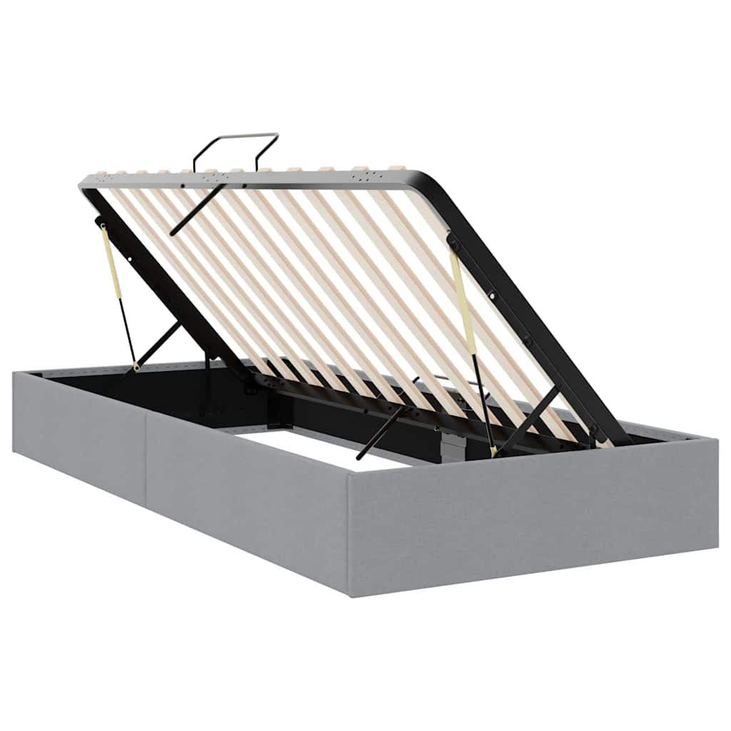Storage Bed with Mattress Light Grey 203 x 100 cm Fabric
