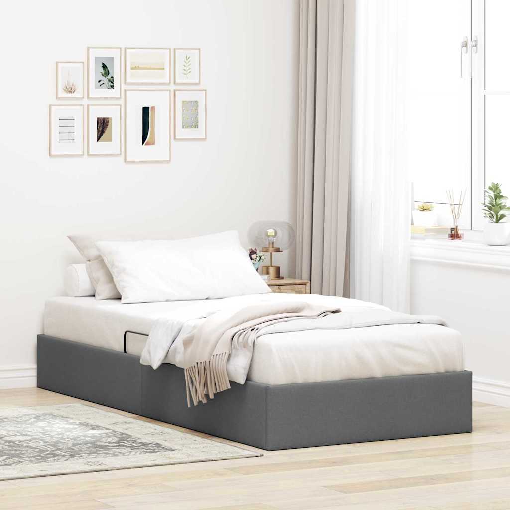 Storage Bed with Mattress Dark Grey 203 x 100 cm Fabric