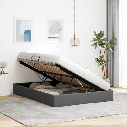 Storage Bed with Storage Dark Grey 153 x 203 cm Fabric