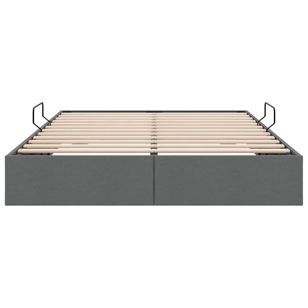 Storage Bed with Storage Dark Grey 153 x 203 cm Fabric