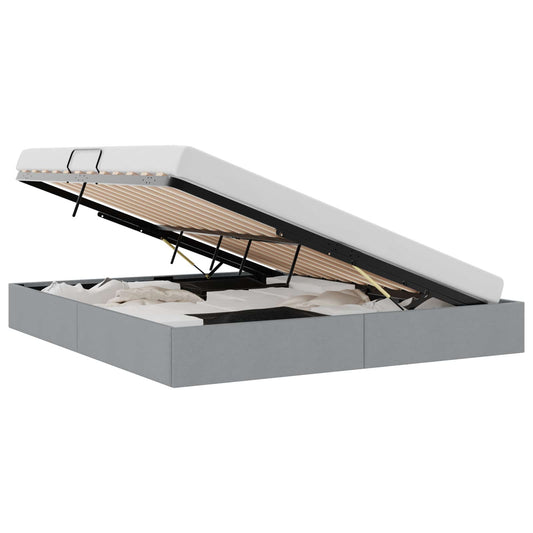 Storage Bed with Storage Light Grey 193 x 203 cm Fabric