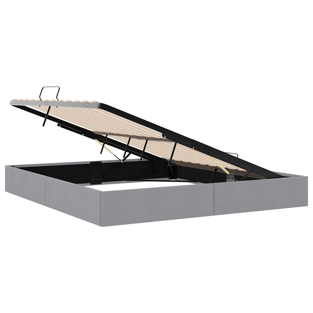 Storage Bed with Storage Light Grey 193 x 203 cm Fabric