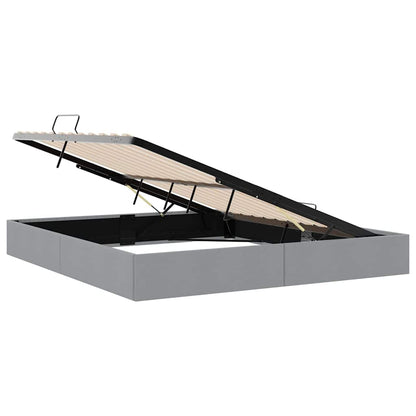 Storage Bed with Storage Light Grey 193 x 203 cm Fabric