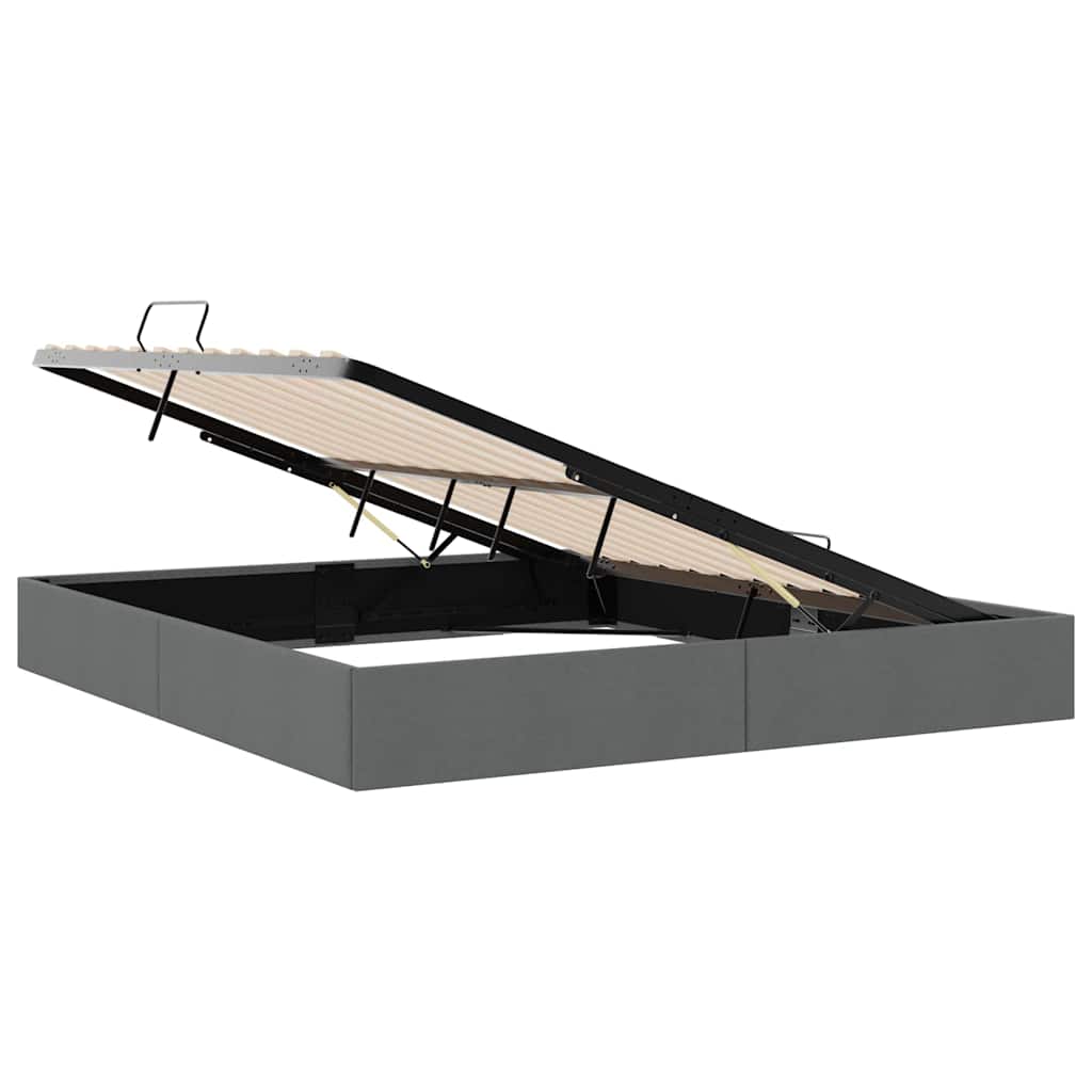 Storage Bed with Mattress Dark Grey 193 x 203 cm Fabric