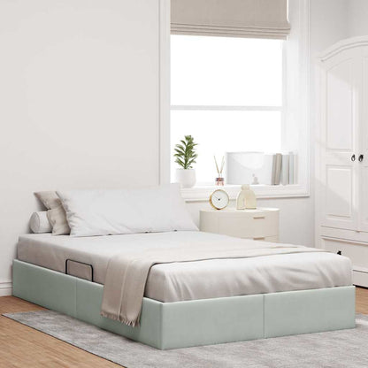 Storage Bed with Mattress Light Grey 120 x 200 cm Velvet