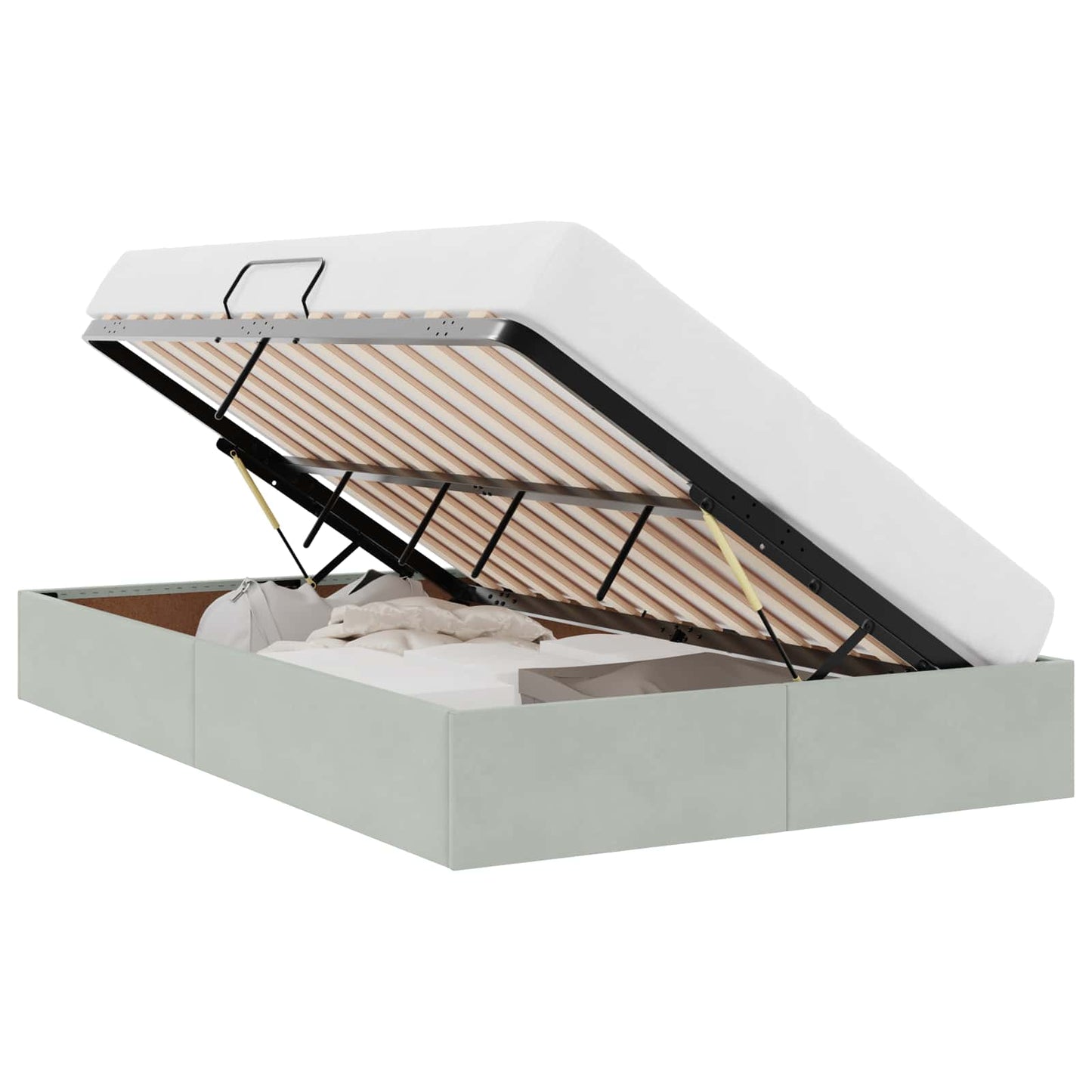 Storage Bed with Mattress Light Grey 120 x 200 cm Velvet