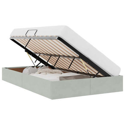 Storage Bed with Mattress Light Grey 120 x 200 cm Velvet