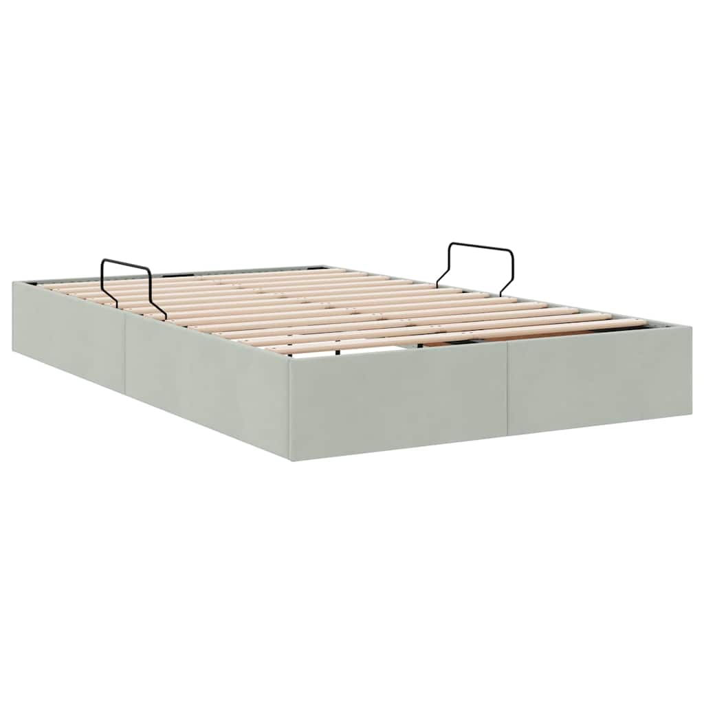 Storage Bed with Mattress Light Grey 120 x 200 cm Velvet