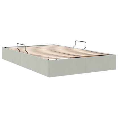Storage Bed with Mattress Light Grey 120 x 200 cm Velvet
