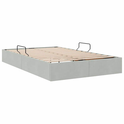 Storage Bed with Mattress Light Grey 120 x 200 cm Velvet
