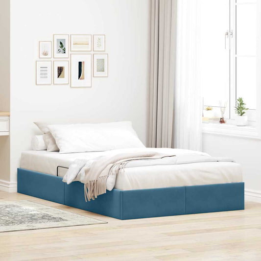 Storage Bed with Mattress Dark Blue 120 x 200 cm Velvet