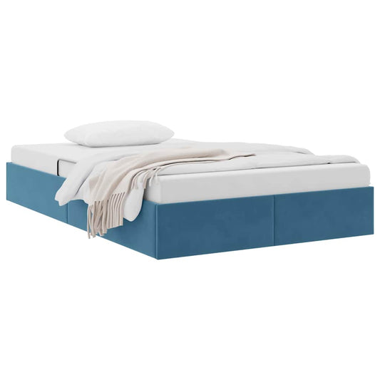 Storage Bed with Mattress Dark Blue 120 x 200 cm Velvet