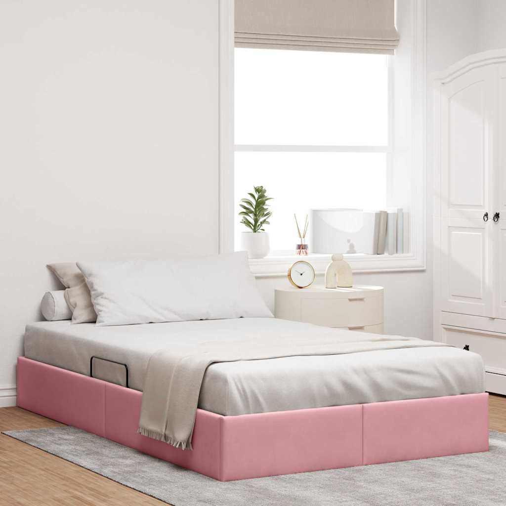 Storage Bed with Mattress with Storage Pink 120 x 200 cm Velvet
