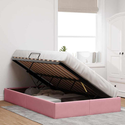 Storage Bed with Mattress with Storage Pink 120 x 200 cm Velvet
