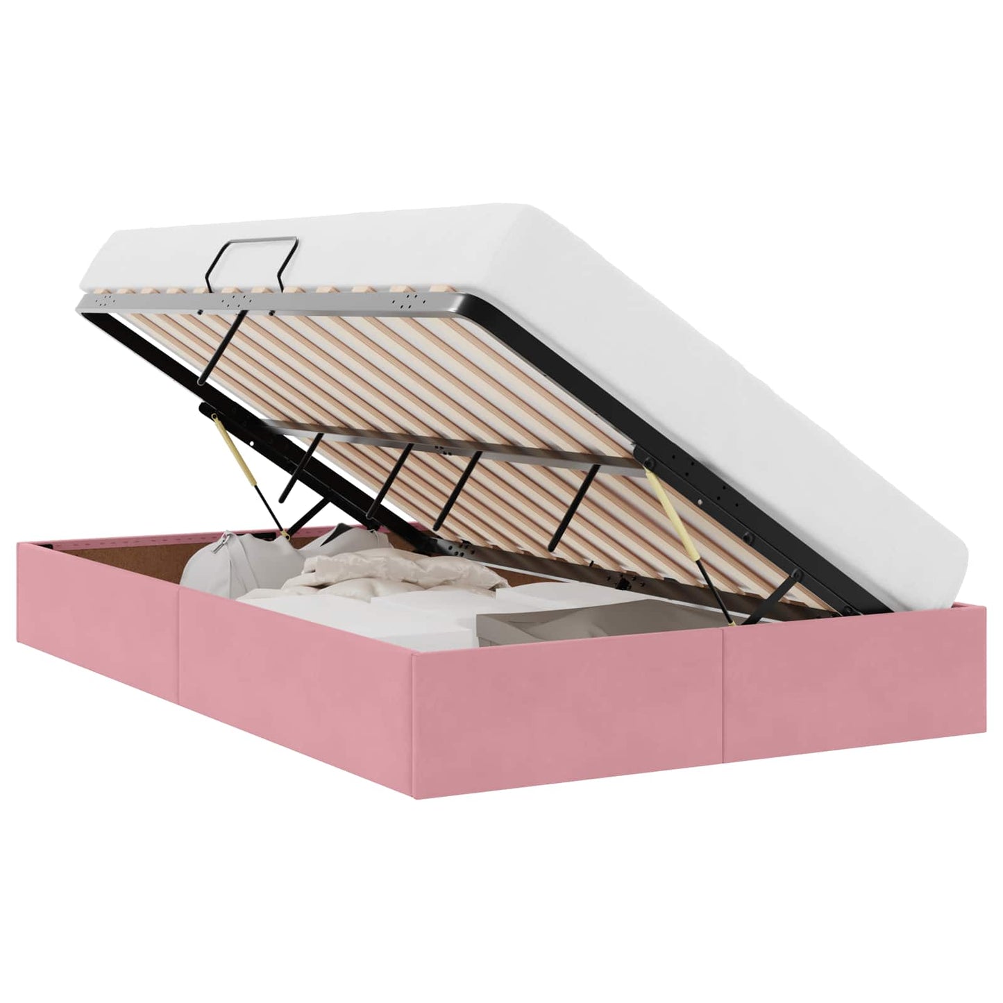 Storage Bed with Mattress with Storage Pink 120 x 200 cm Velvet