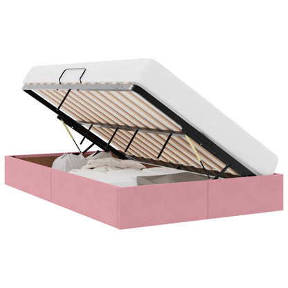 Storage Bed with Mattress with Storage Pink 120 x 200 cm Velvet