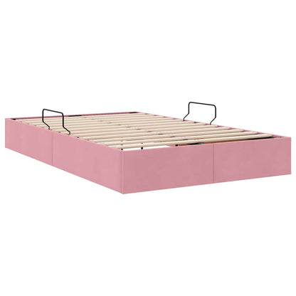 Storage Bed with Mattress with Storage Pink 120 x 200 cm Velvet
