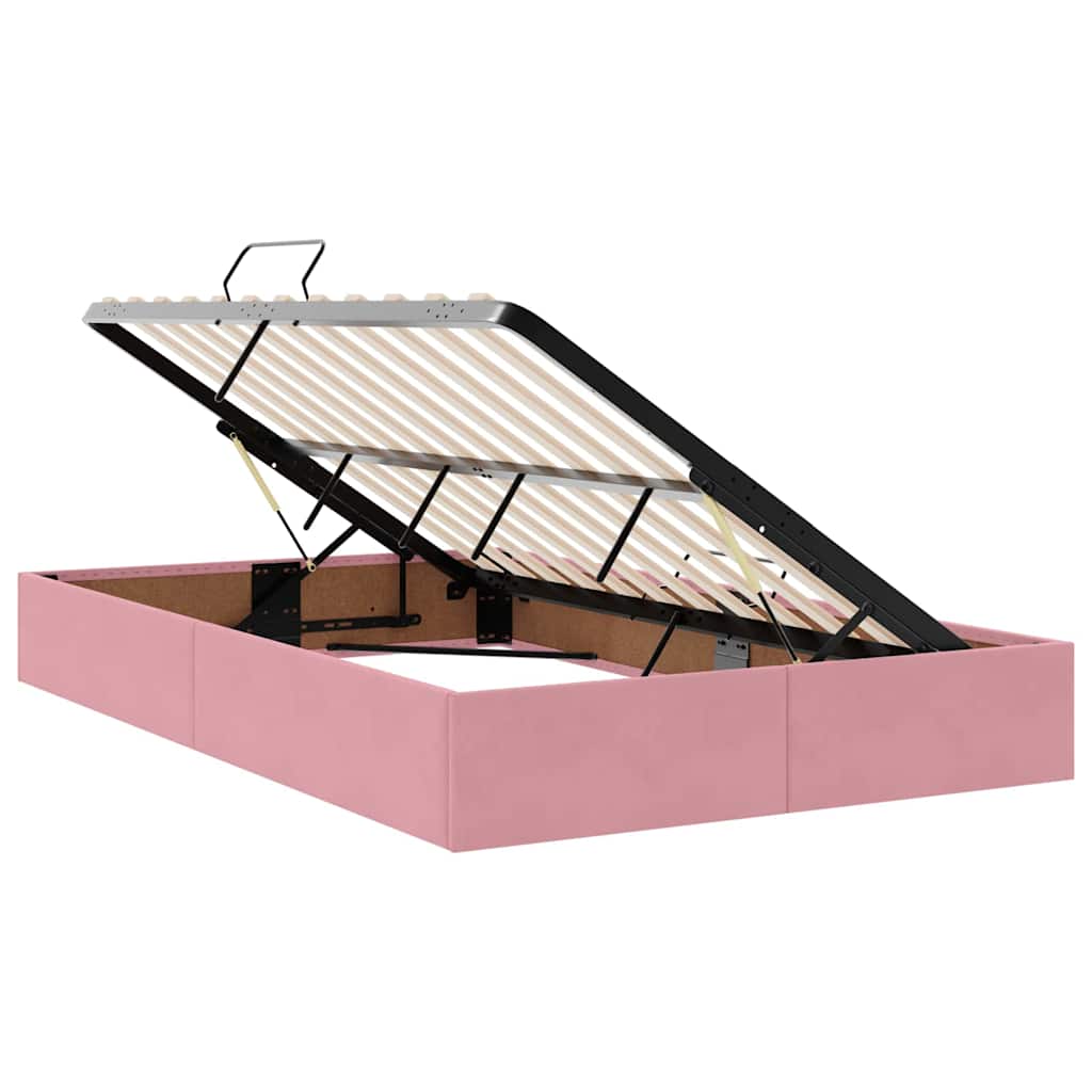 Storage Bed with Mattress with Storage Pink 120 x 200 cm Velvet