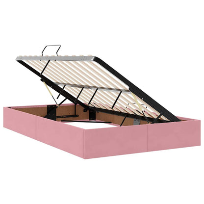 Storage Bed with Mattress with Storage Pink 120 x 200 cm Velvet