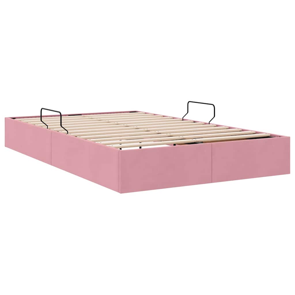 Storage Bed with Mattress with Storage Pink 120 x 200 cm Velvet