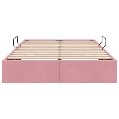 Storage Bed with Mattress with Storage Pink 120 x 200 cm Velvet
