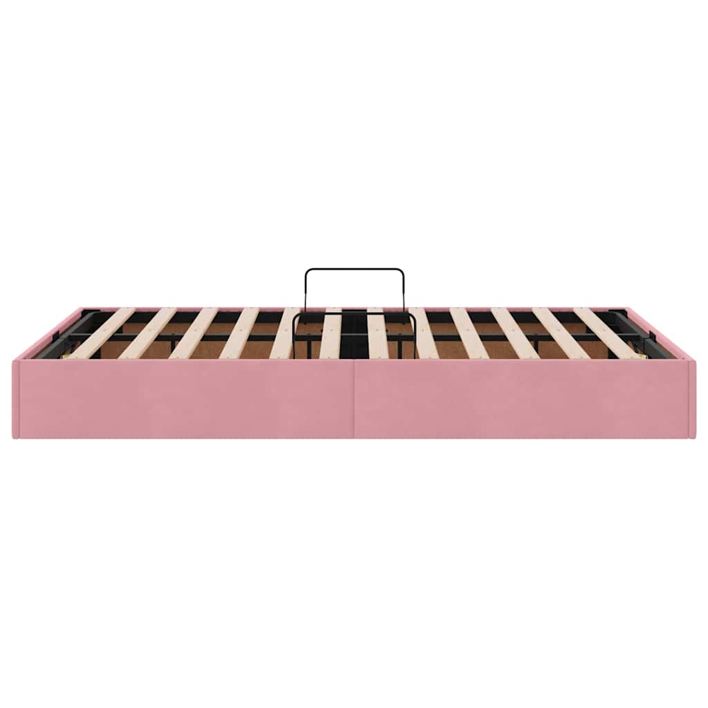 Storage Bed with Mattress with Storage Pink 120 x 200 cm Velvet