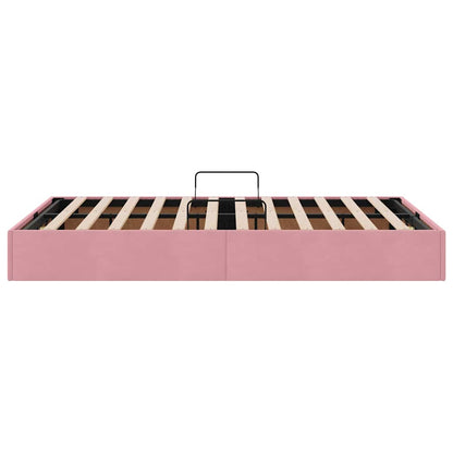 Storage Bed with Mattress with Storage Pink 120 x 200 cm Velvet
