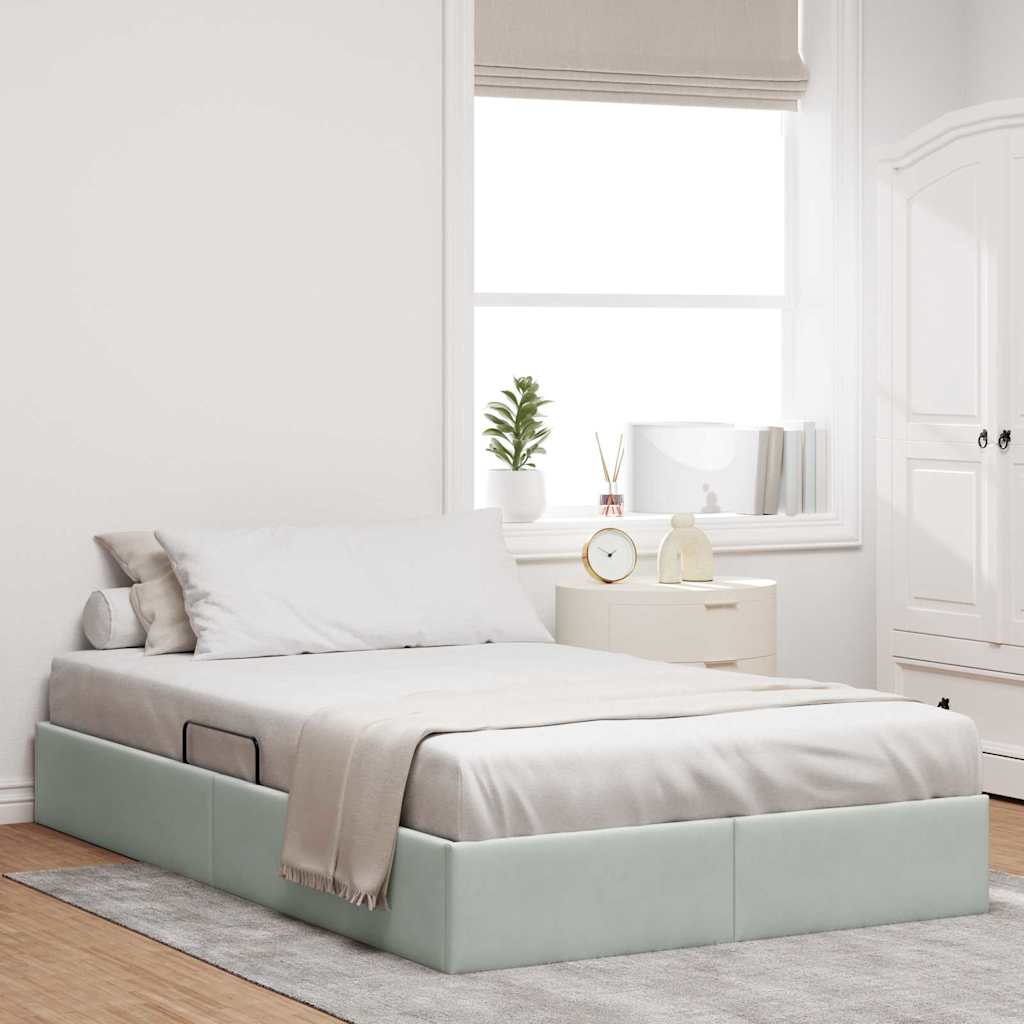 Storage Bed with Mattress Light Grey 120 x 200 cm Velvet