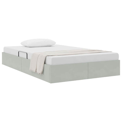 Storage Bed with Mattress Light Grey 120 x 200 cm Velvet