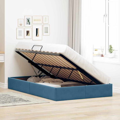 Storage Bed with Mattress Dark Blue 120 x 200 cm Velvet