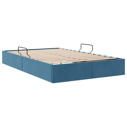 Storage Bed with Mattress Dark Blue 120 x 200 cm Velvet