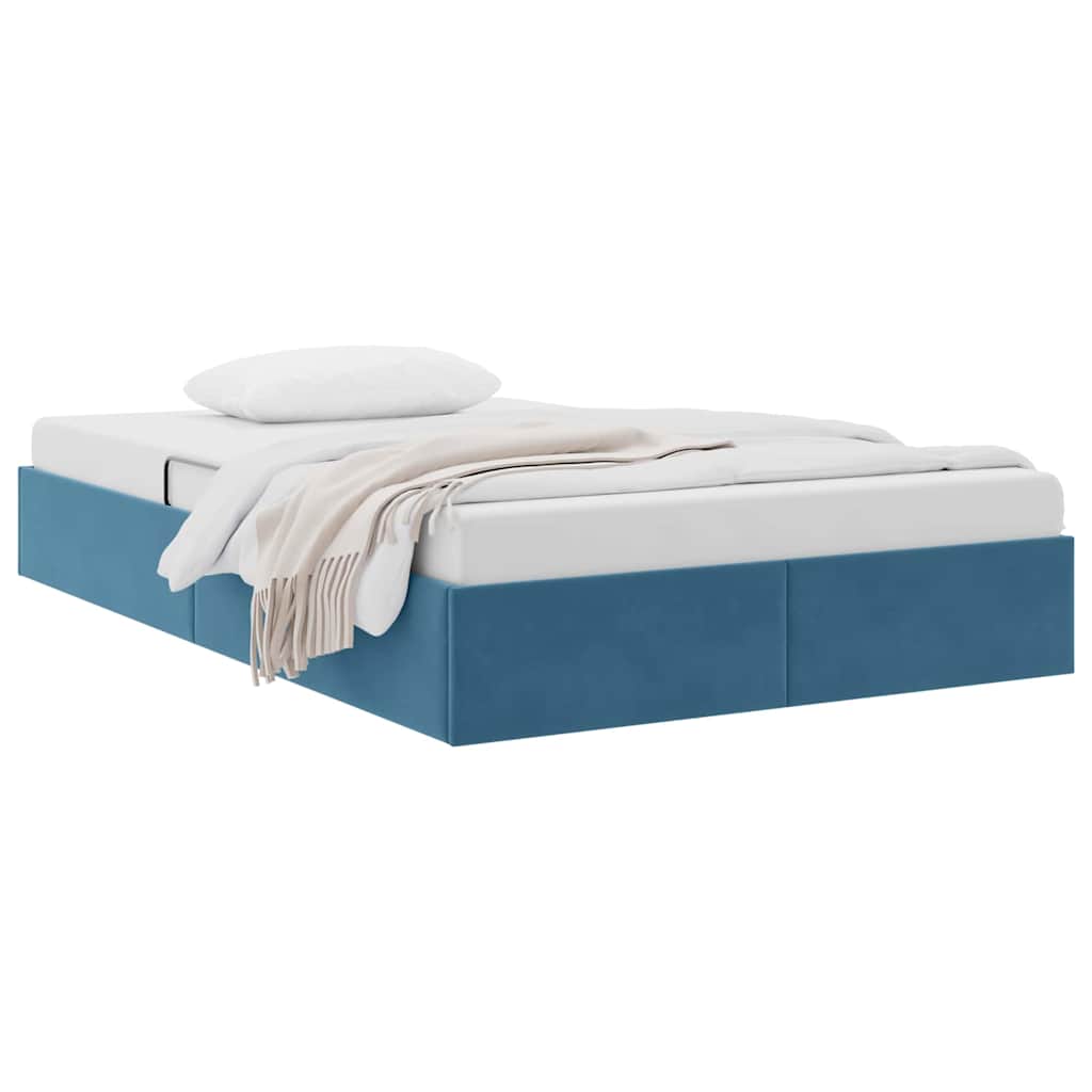 Storage Bed with Mattress Dark Blue 120 x 200 cm Velvet