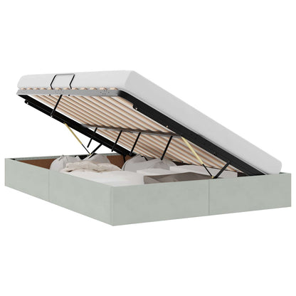 Storage Bed with Mattress Light Grey 140 x 190 cm Velvet