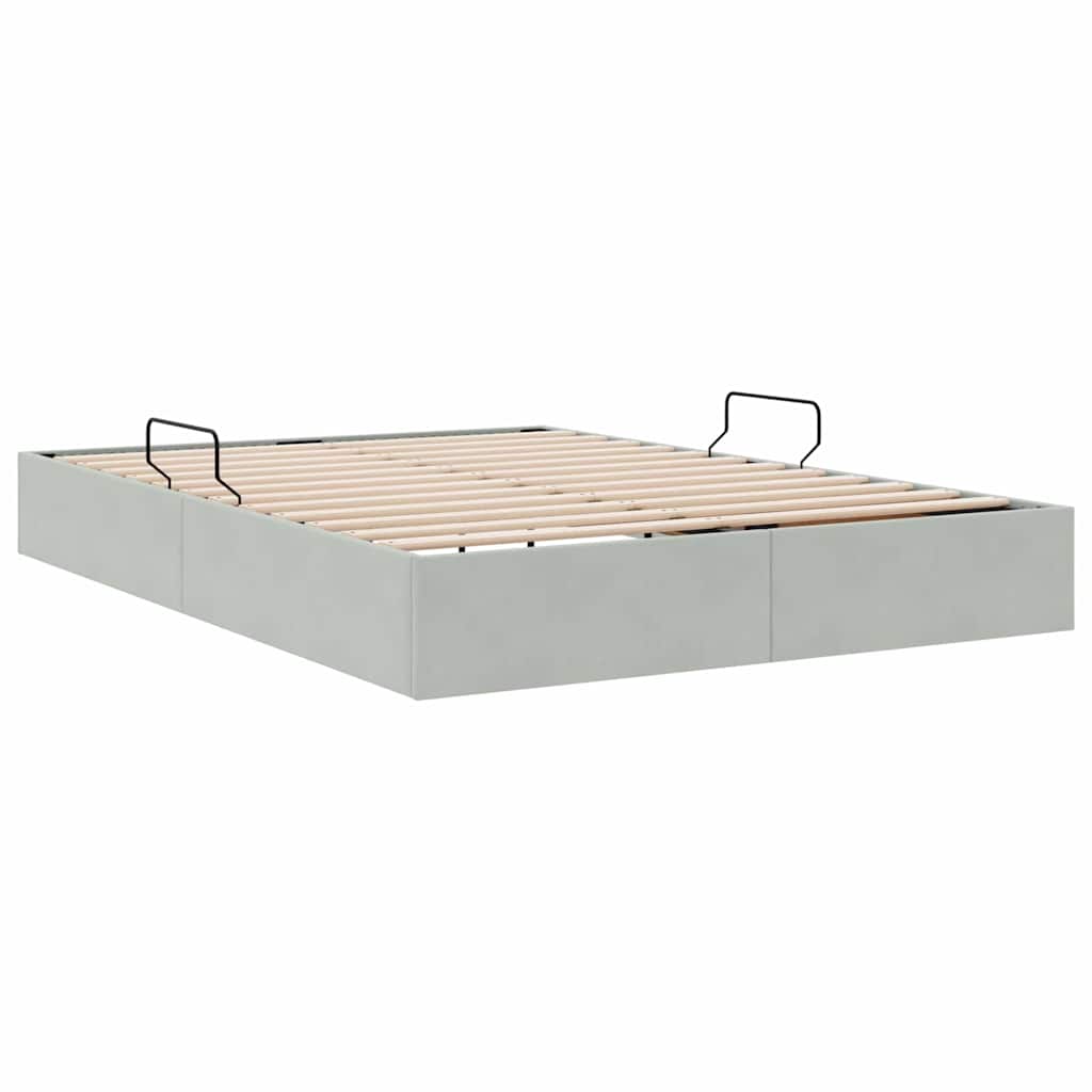 Storage Bed with Mattress Light Grey 140 x 190 cm Velvet