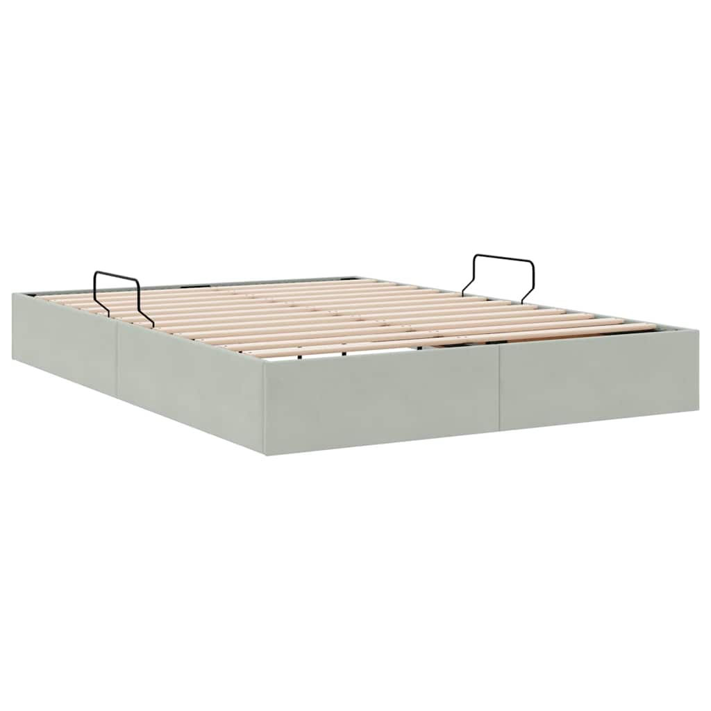Storage Bed with Mattress Light Grey 140 x 190 cm Velvet