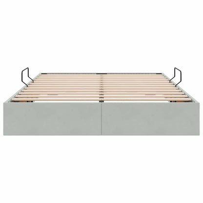 Storage Bed with Mattress Light Grey 140 x 190 cm Velvet
