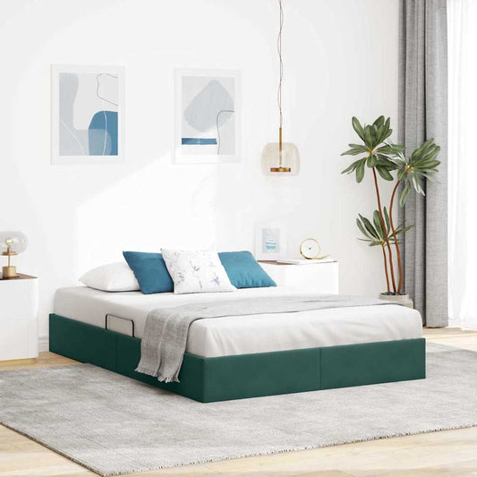 Storage Bed with Mattress Dark Green 140 x 190 cm Velvet