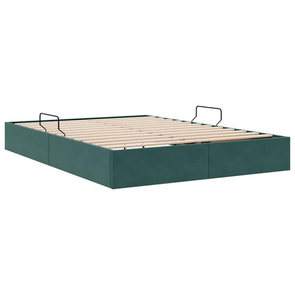 Storage Bed with Mattress Dark Green 140 x 190 cm Velvet